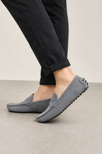 Mocasines Hombre Grises Gamuza Gris