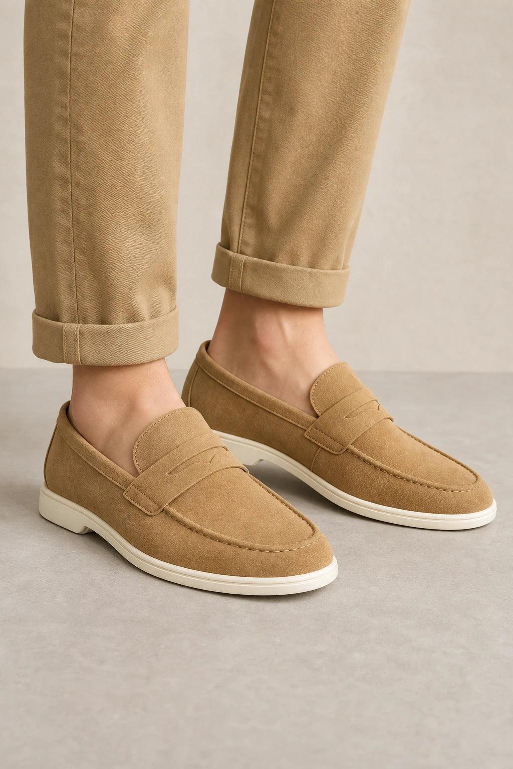 Mocasines Hombre Modernos De Gamuza Sintética Sin Cordones