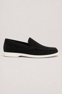 Mocasines Hombre Negros De Gamuza Sin Cordones