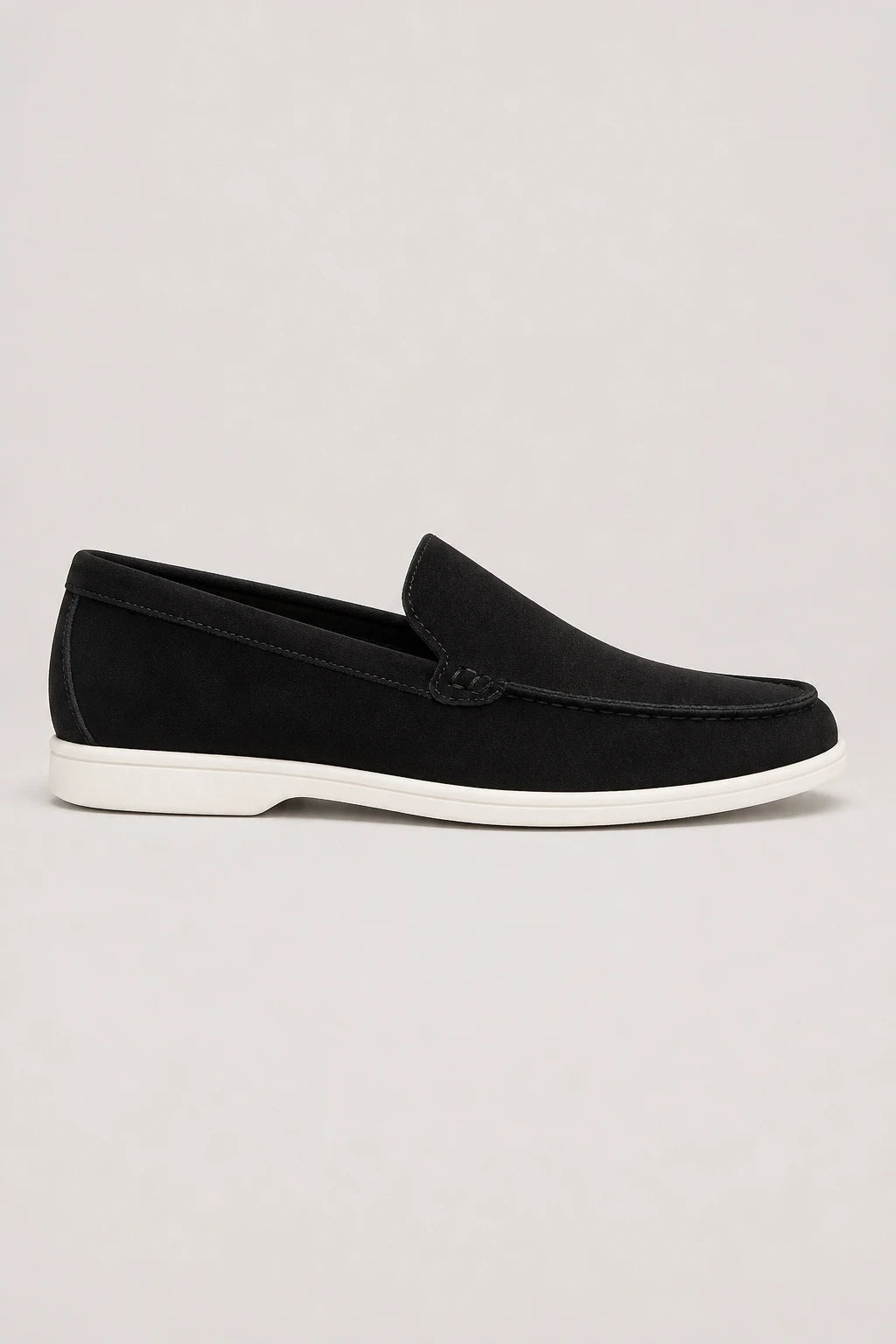 Mocasines Hombre Negros De Gamuza Sin Cordones