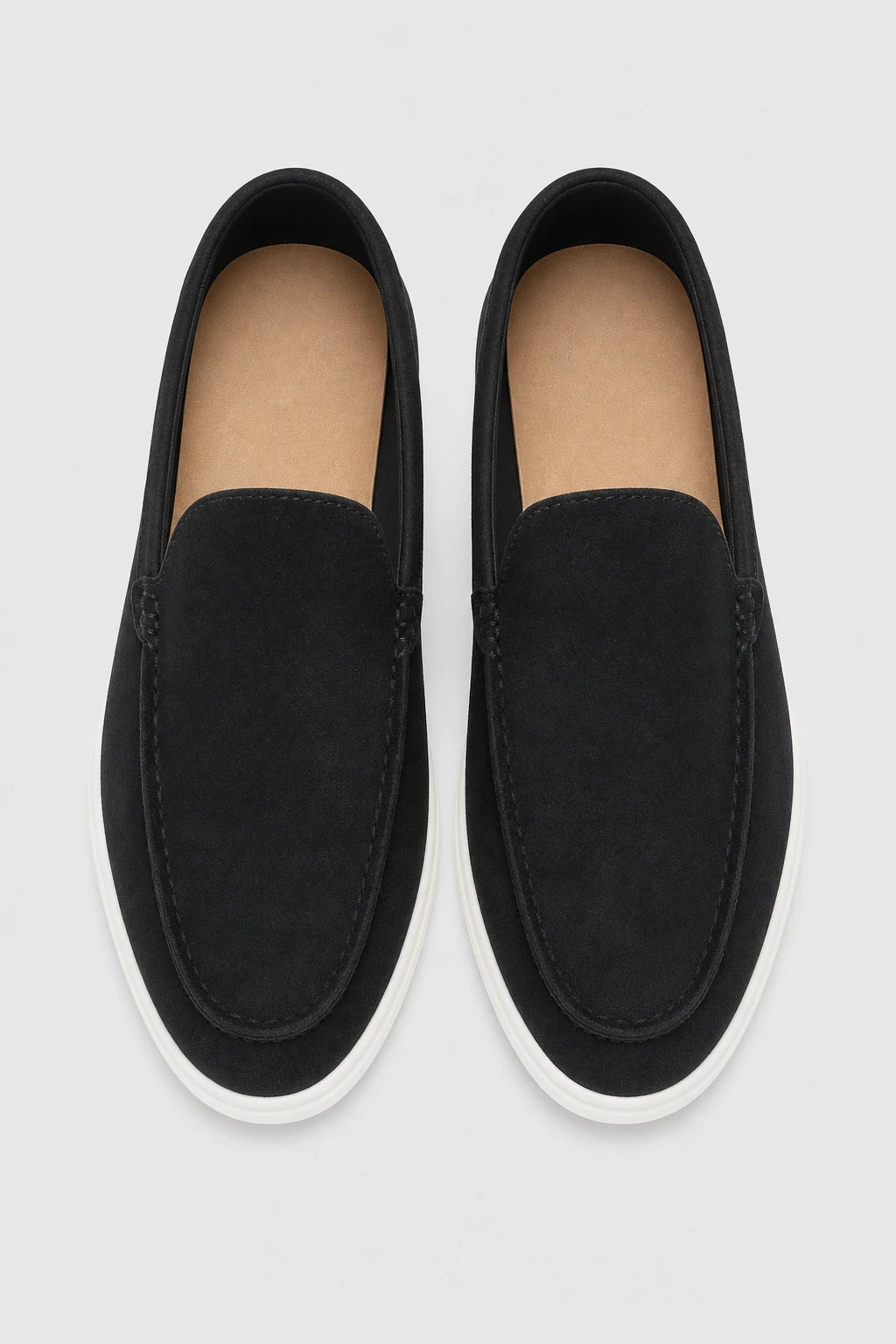 Mocasines Hombre Negros De Gamuza Sin Cordones