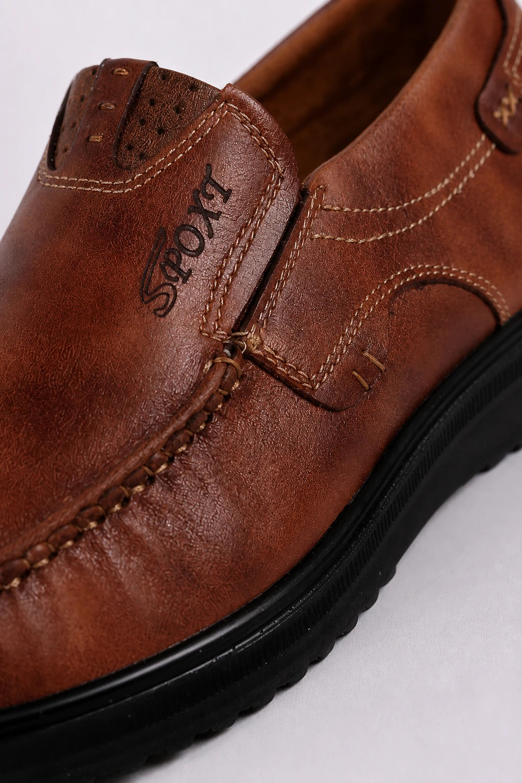 Mocasines Hombre Piel De Cuero Genuino Marrón