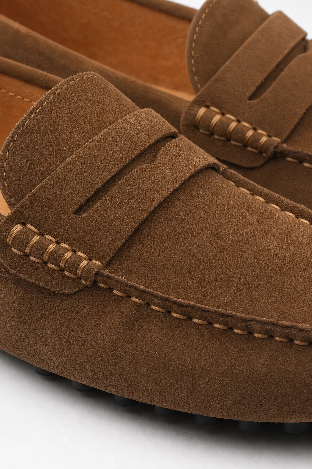 Mocasines Marrones Hombre Gamuza Sin Cordones