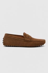 Mocasines Marrones Hombre Gamuza Sin Cordones
