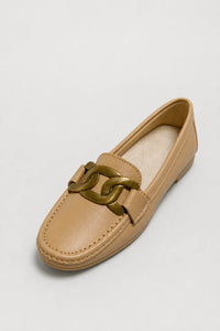 Mocasines Mujer Cómodos Cuero Con Cadena