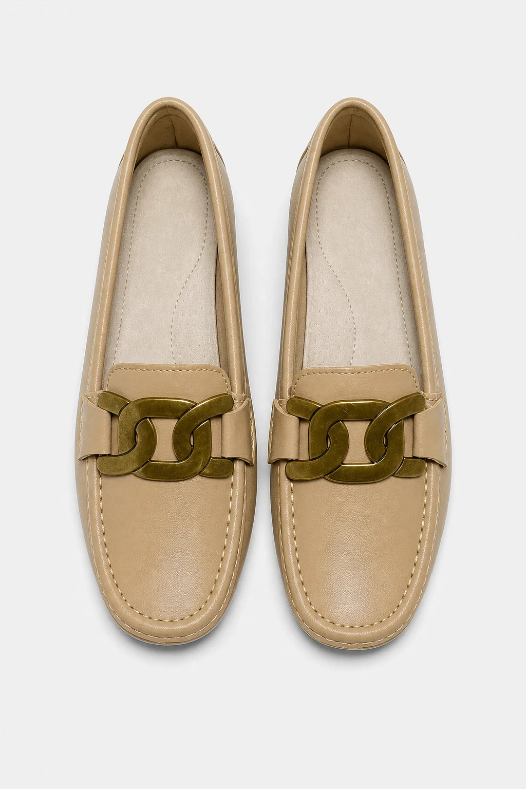Mocasines Mujer Cómodos Cuero Con Cadena