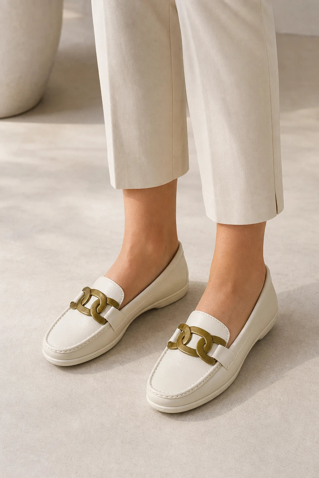 Mocasines Mujer De Cuero Con Cadena