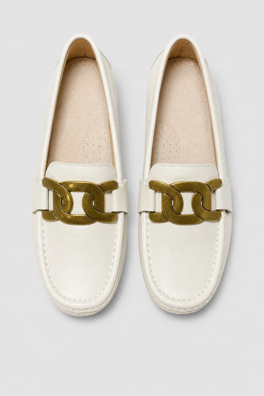 Mocasines Mujer De Cuero Con Cadena