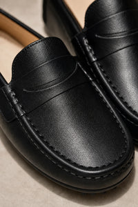 Mocasines Mujer Negros De Cuero Vacuno Planos