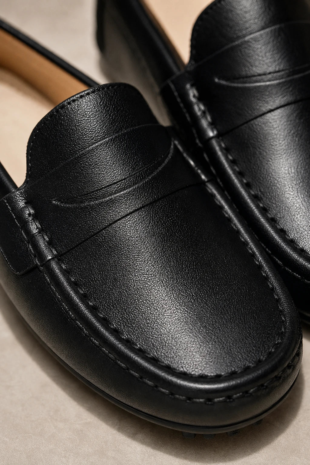 Mocasines Mujer Negros De Cuero Vacuno Planos