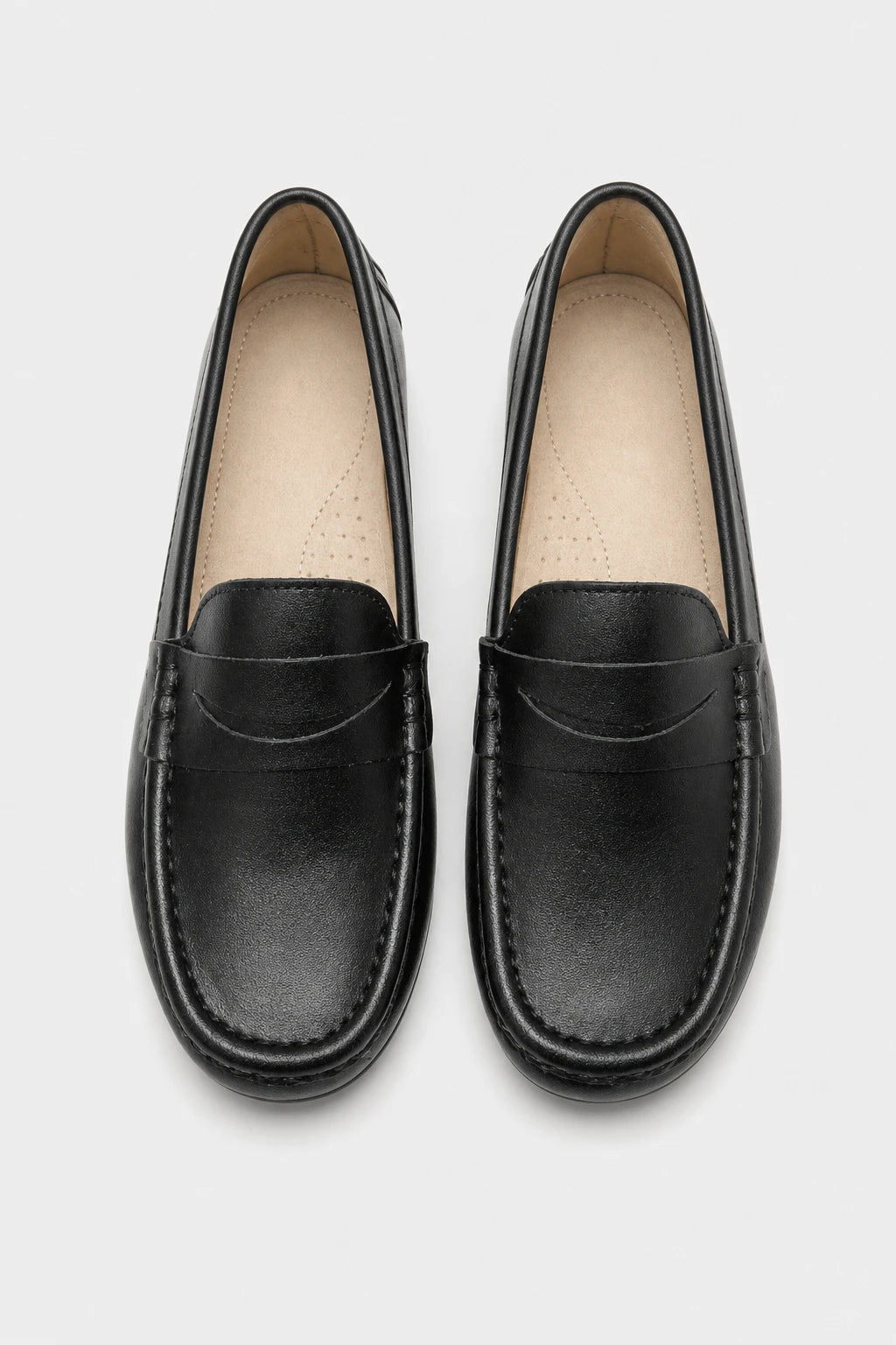 Mocasines Mujer Negros De Cuero Vacuno Planos