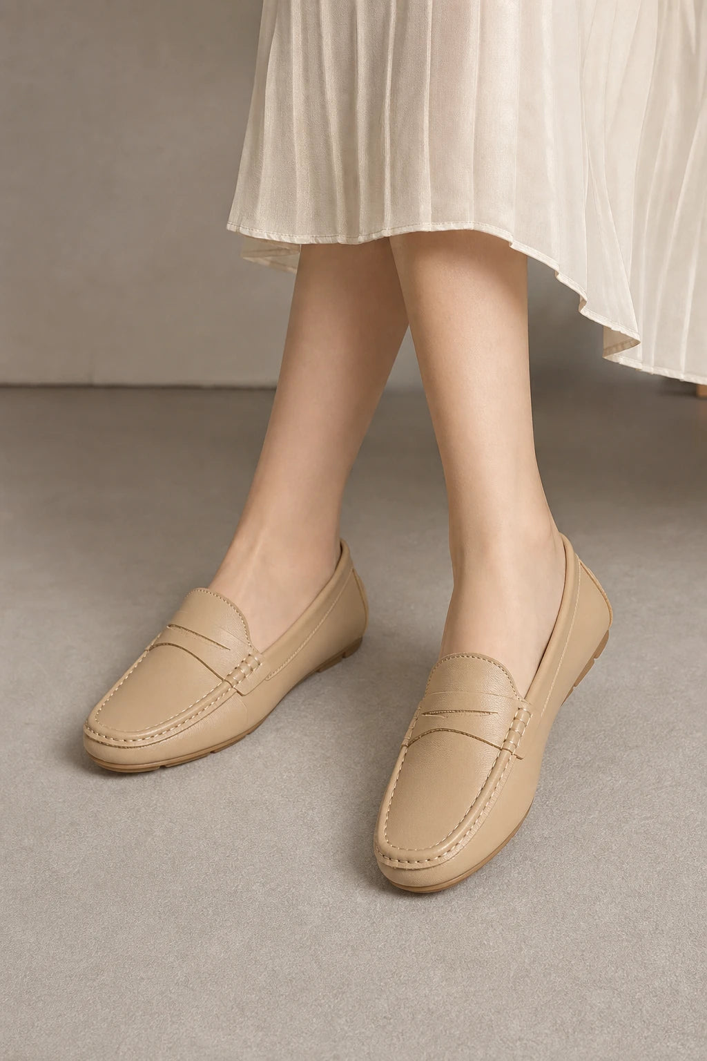 Mocasines Mujer Piel De Cuero Planos