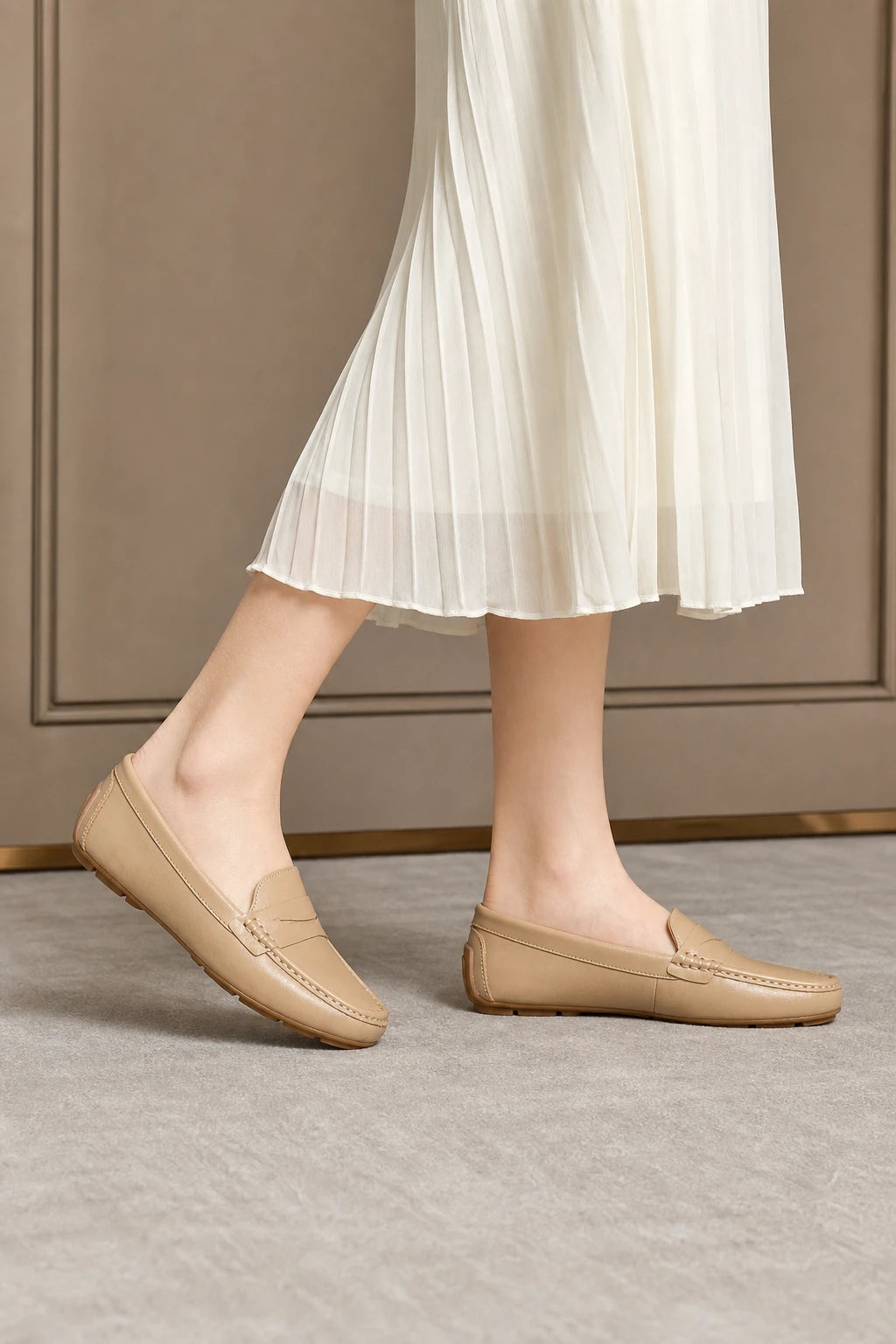 Mocasines Mujer Piel De Cuero Planos