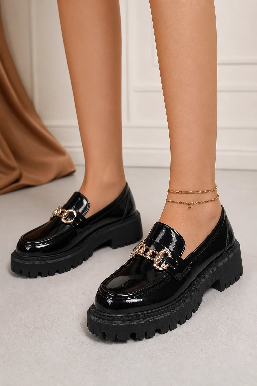 Mocasines Mujer Plataforma De Charol