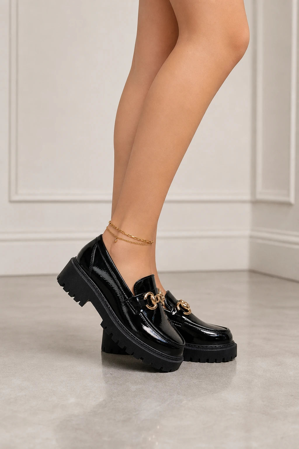 Mocasines Mujer Plataforma De Charol