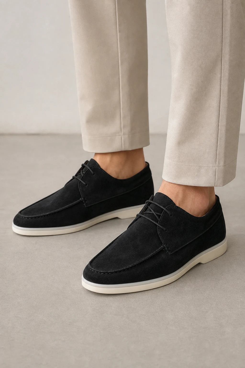 Mocasines Poliuretano De Gamuza Con Cordones