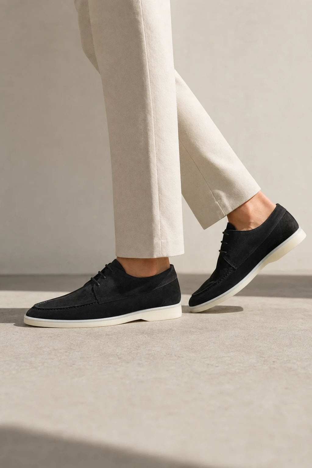 Mocasines Poliuretano De Gamuza Con Cordones