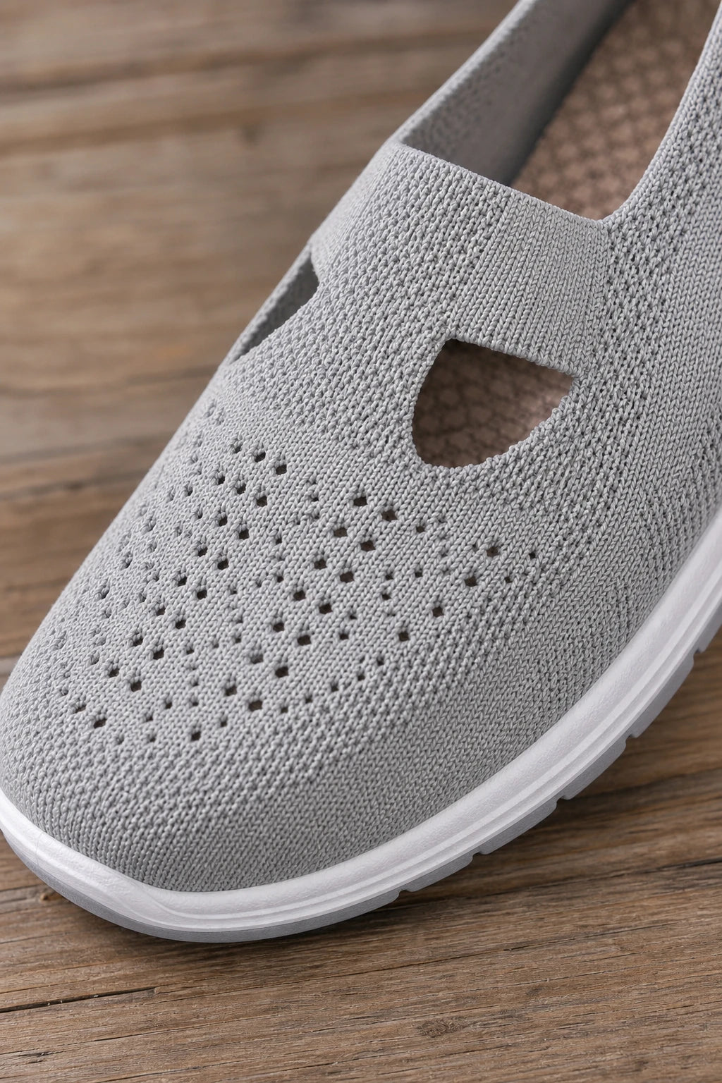 Mocasines Tejido De Punto Sin Cordones Gris