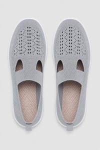 Mocasines Tejido De Punto Sin Cordones Gris