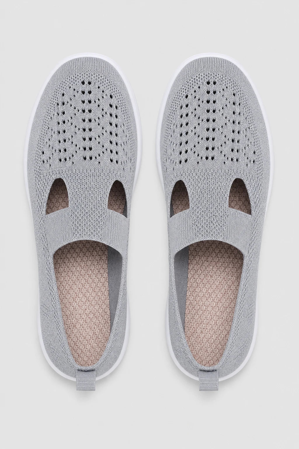 Mocasines Tejido De Punto Sin Cordones Gris