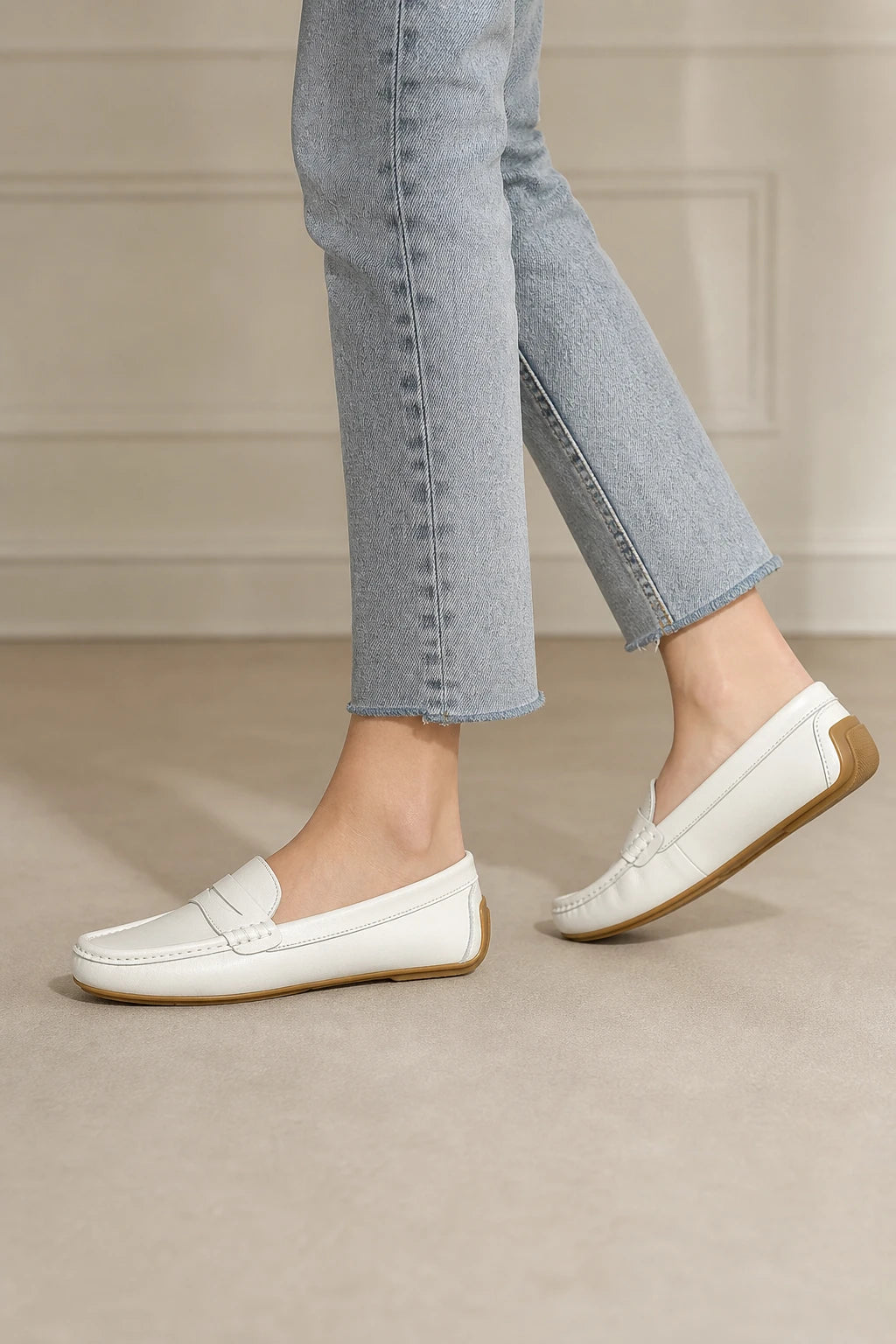 Mocasines Zapatos Mujer De Cuero Planos