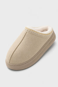 Pantuflas de Casa para Mujer Beige Abrigadas de Felpa con Suela Gruesa