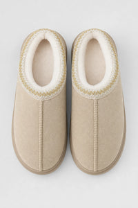 Pantuflas de Casa para Mujer Beige Abrigadas de Felpa con Suela Gruesa