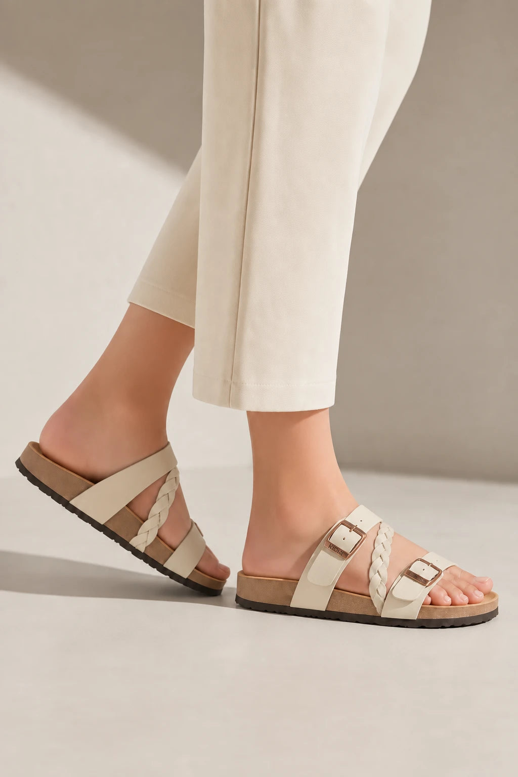 Sandalias Con Plataforma Plantilla De Corcho Hebillas