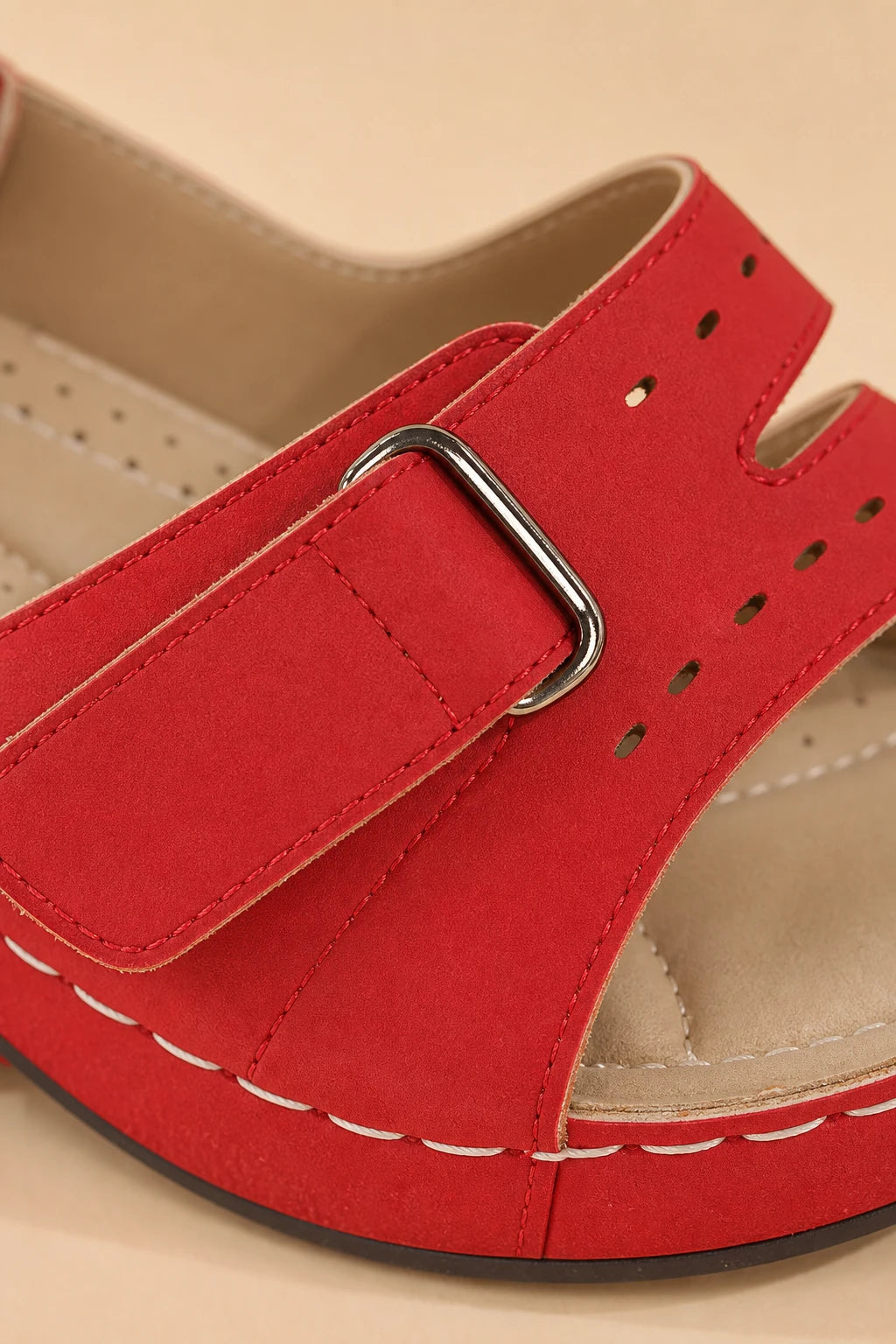Sandalias De Cuña Rojo