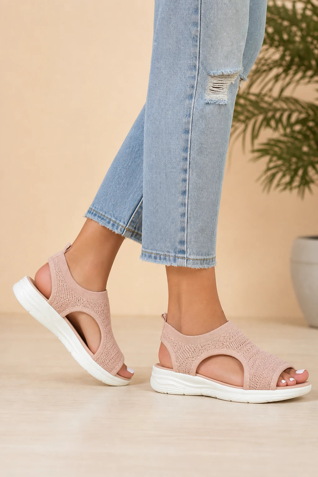 Sandalias Deportivas Mujer De Cuña De Tejido De Malla