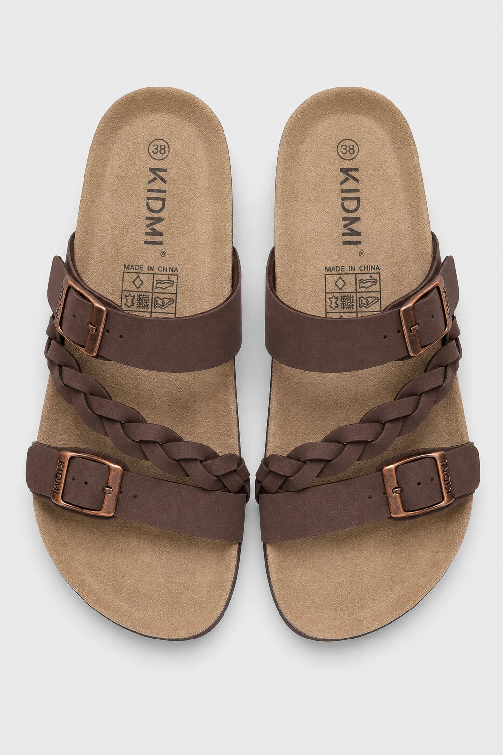 Sandalias Marrones Mujer De Corcho Con Hebillas
