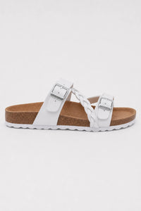 Sandalias Mujer Piel Cómodas Blanco Plantilla De Corcho