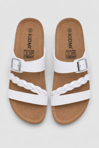 Sandalias Mujer Piel Cómodas Blanco Plantilla De Corcho