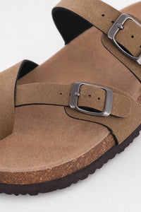 Sandalias Mujer Planas De Corcho De Gamuza