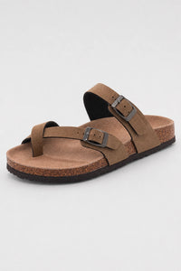 Sandalias Mujer Planas De Corcho De Gamuza