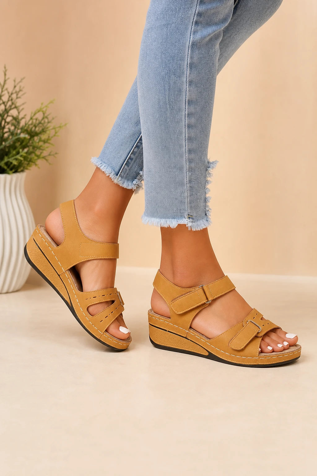 Sandalias Sintético De Cuña Punta Abierta