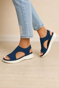 Sandalias Tacón Cómodas De Malla Tejida Con Cuña