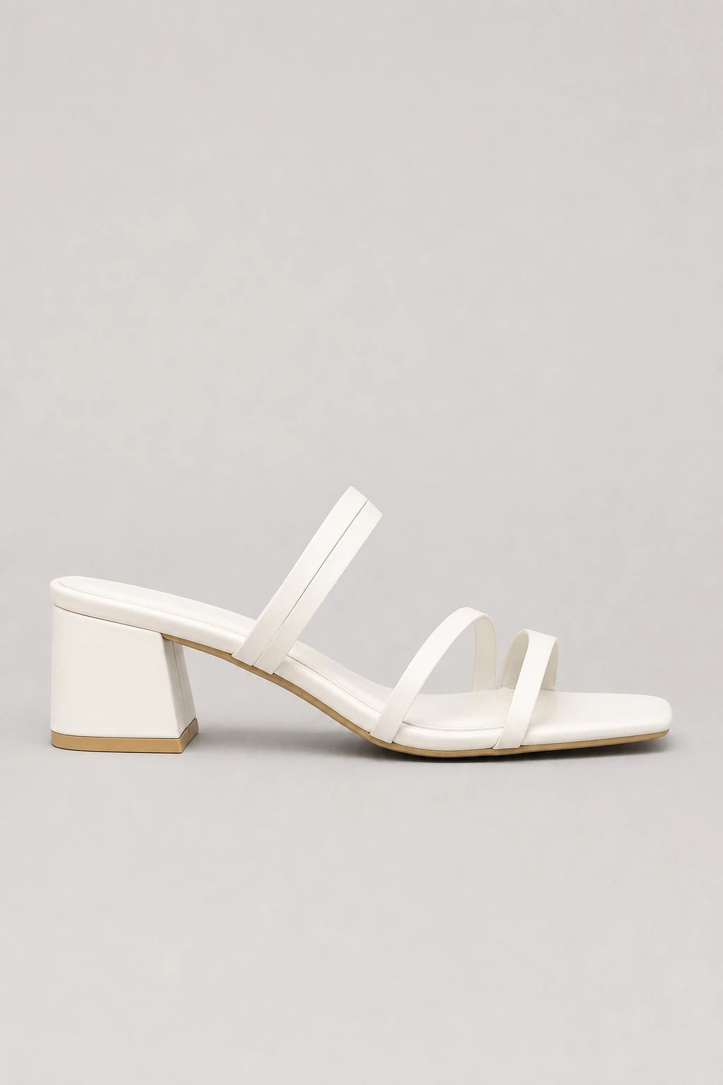 Sandalias Tacon Mujer Cuadrado Blanco