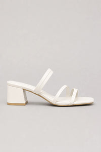 Sandalias Tacon Mujer Cuadrado Blanco
