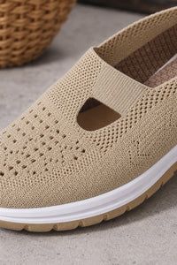 Zapatillas Beige para Mujer sin Cordones de Tejido de Punto Transpirable