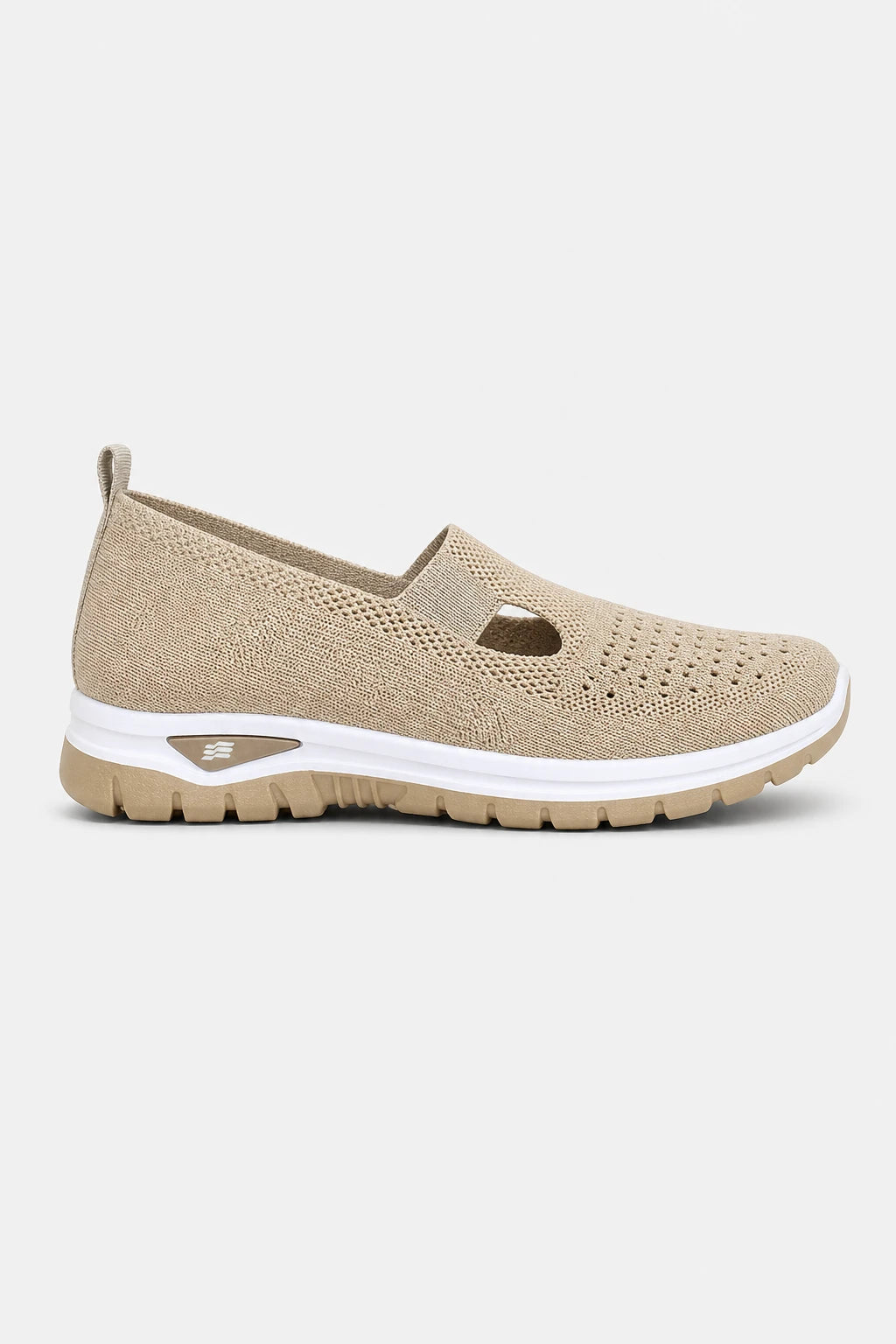 Zapatillas Beige para Mujer sin Cordones de Tejido de Punto Transpirable