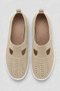 Zapatillas Beige para Mujer sin Cordones de Tejido de Punto Transpirable