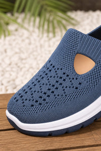 Zapatillas casuales azules para mujer sin cordones de tejido de punto