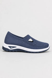 Zapatillas casuales azules para mujer sin cordones de tejido de punto