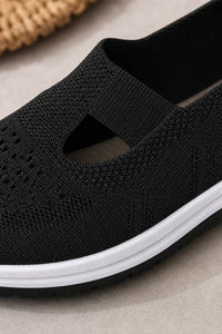 Zapatillas casuales de mujer negras sin cordones de punto transpirable