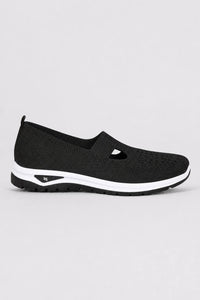 Zapatillas casuales de mujer negras sin cordones de punto transpirable