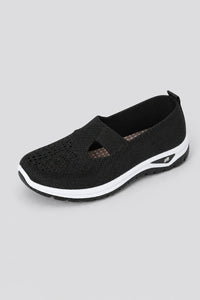 Zapatillas casuales de mujer negras sin cordones de punto transpirable