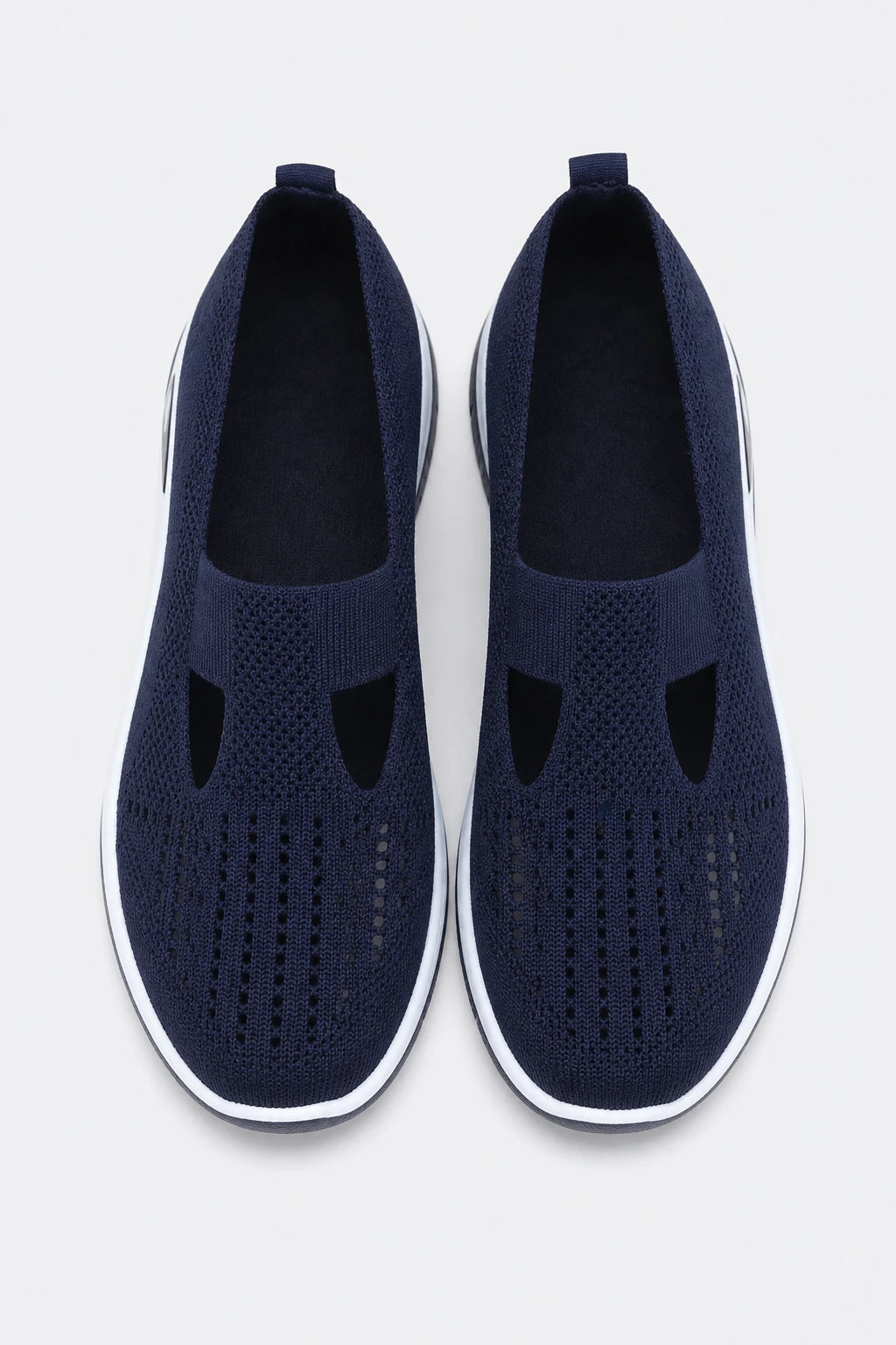 Zapatillas sin cordones para mujer de punto azul marino