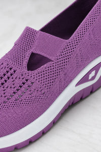 Zapatillas sin cordones para mujer de tejido de punto morado