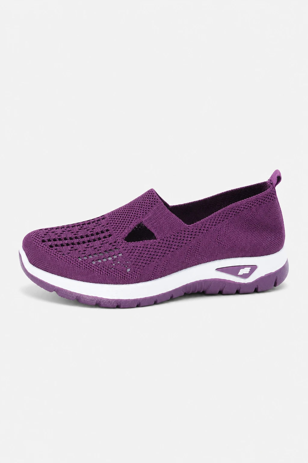 Zapatillas sin cordones para mujer de tejido de punto morado para caminar